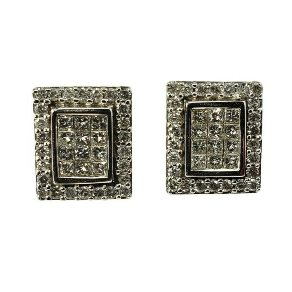 Vintage 10 Karat White Gold and Diamond Earrings #10277